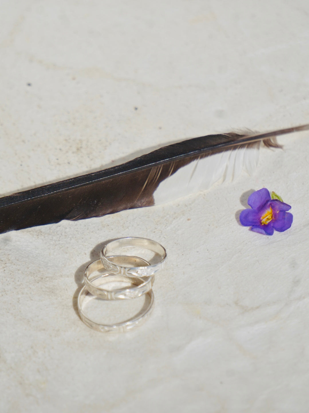 ‘Stacker Band #1 — Cabin Floral Sterling Silver Band