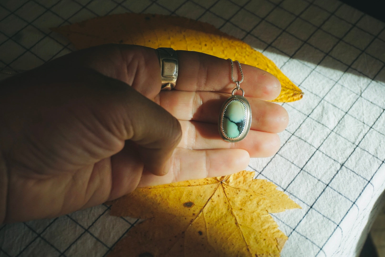 Silver Lining Necklace // Variscite Stone