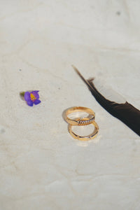 ‘Stacker Band #8 — 14k Goldfill Hammered Pillar Ring