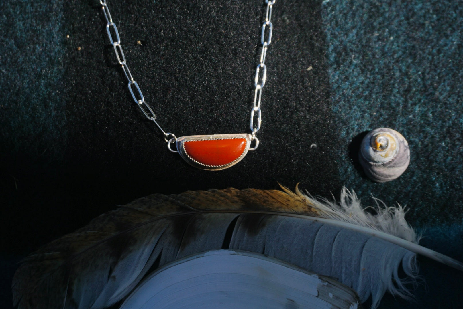 Red Sky At Night Necklace // Red Jasper + Paperclip Chain