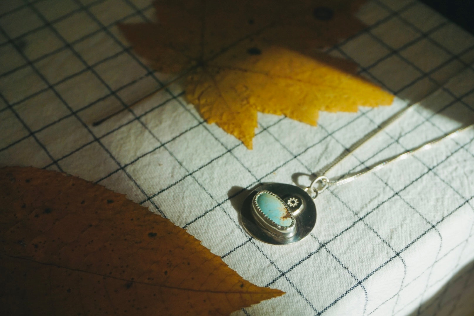 Silver Moon + Helios Coin Necklace // Sonoran Gold Turquoise