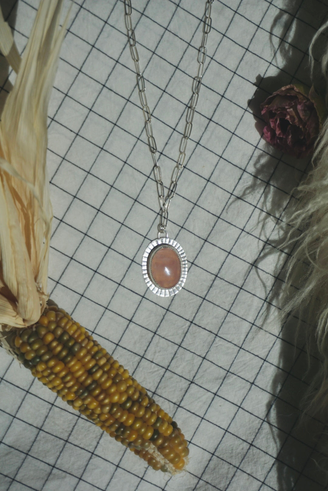 Band of Venus Necklace // Rose Quartz + Paperclip Chain