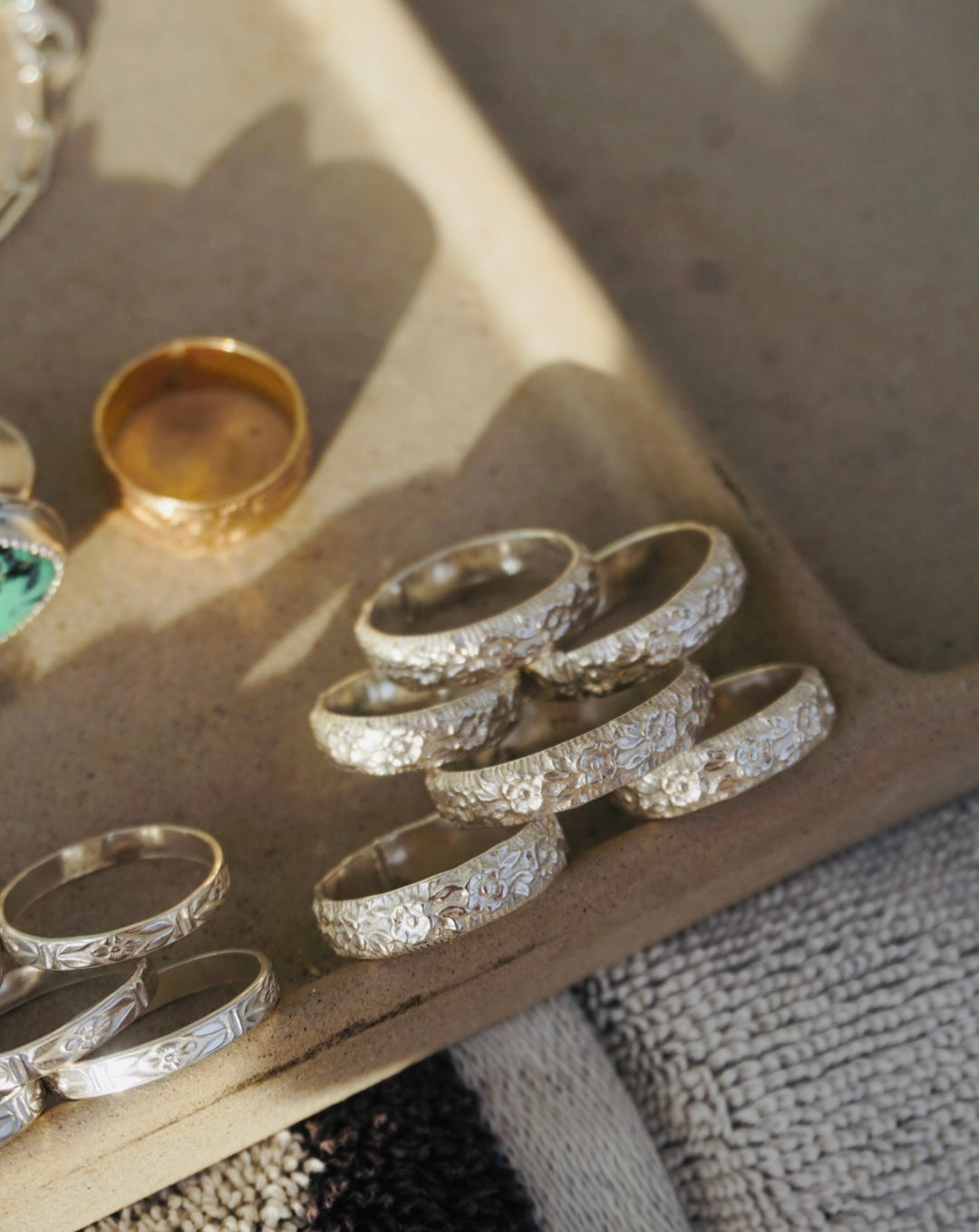 ‘Stacker Band #4 —  Palma Flower 14k Goldfill Band