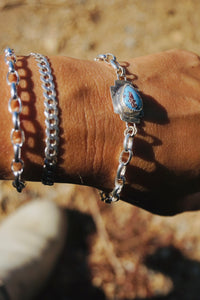 Four Directions Oval Link Turquoise Bracelet // Lavender Turquoise + Sterling Silver