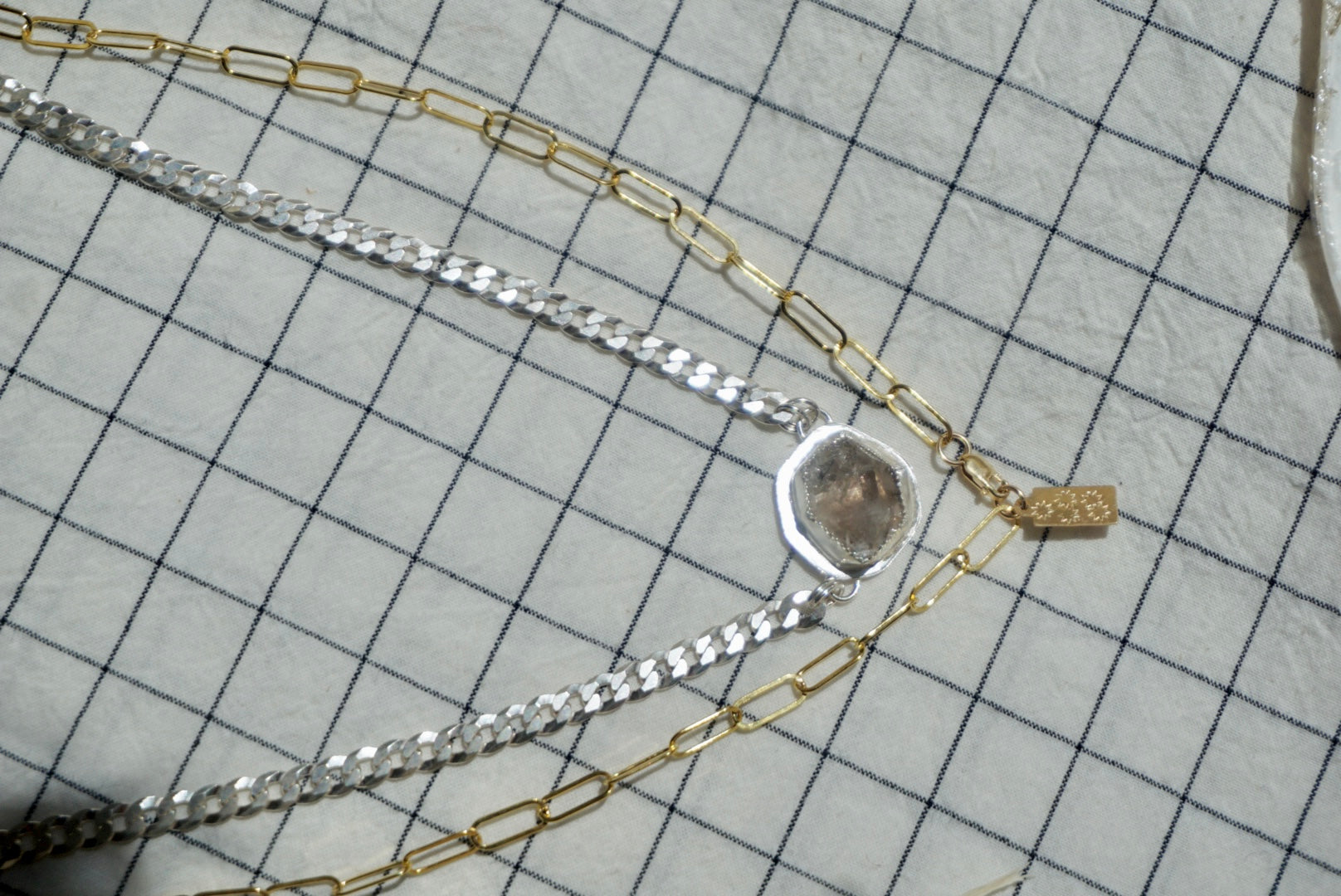 The Mini Abundance Necklace // Sterling Silver + Natural Faceted Smokey Quartz