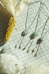 Sterling + Stone Minimal Bolo Necklace // Faceted Rose Cut Sapphire