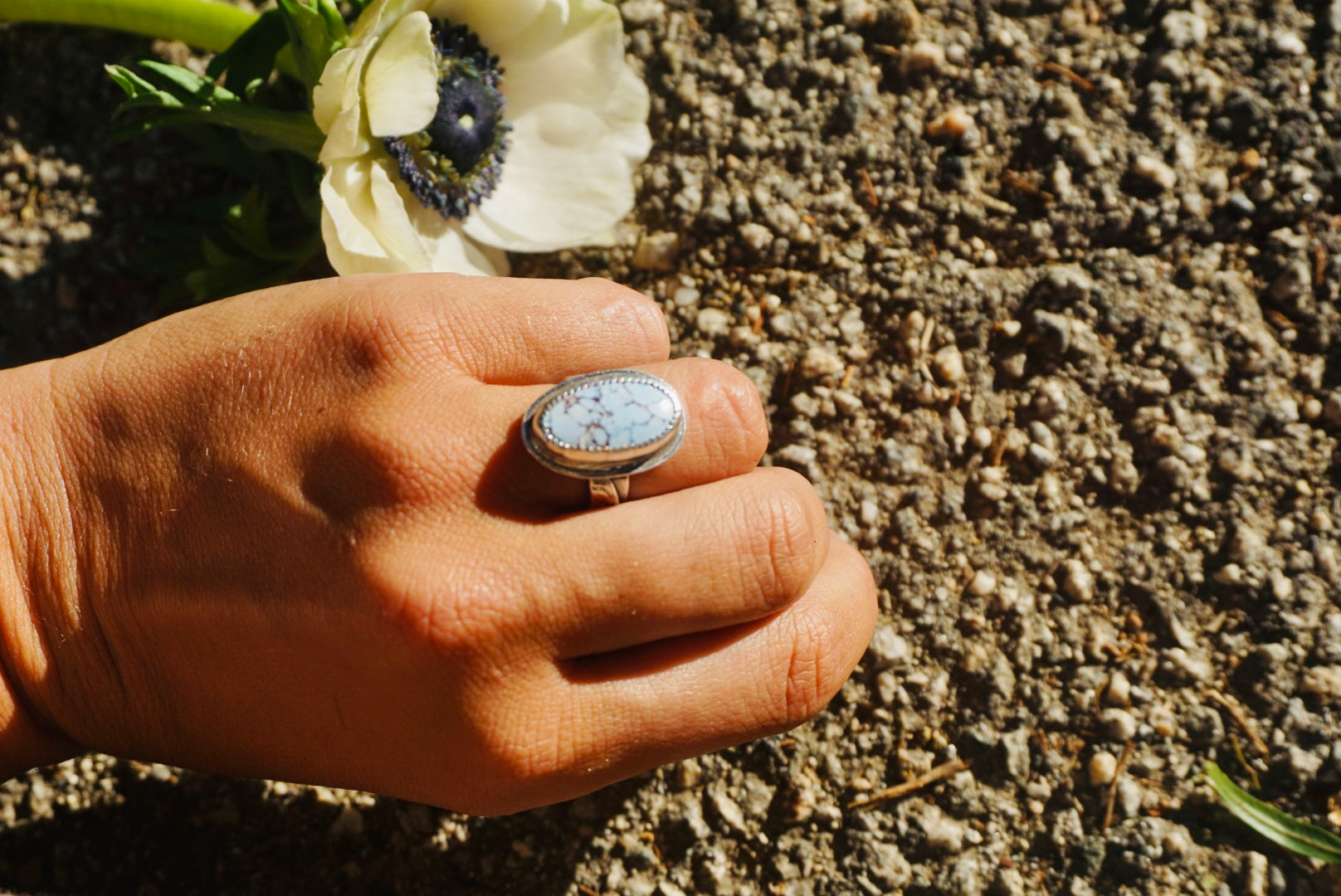 Mountain Band Ring size 5 // Lavender x Golden Hills Turquoise