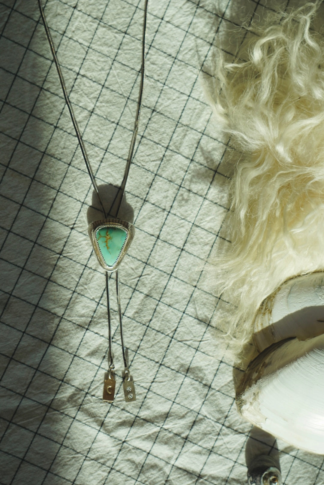 Sterling + Stone Minimal Bolo Necklace // Aqua Pilot Mountain Turquoise