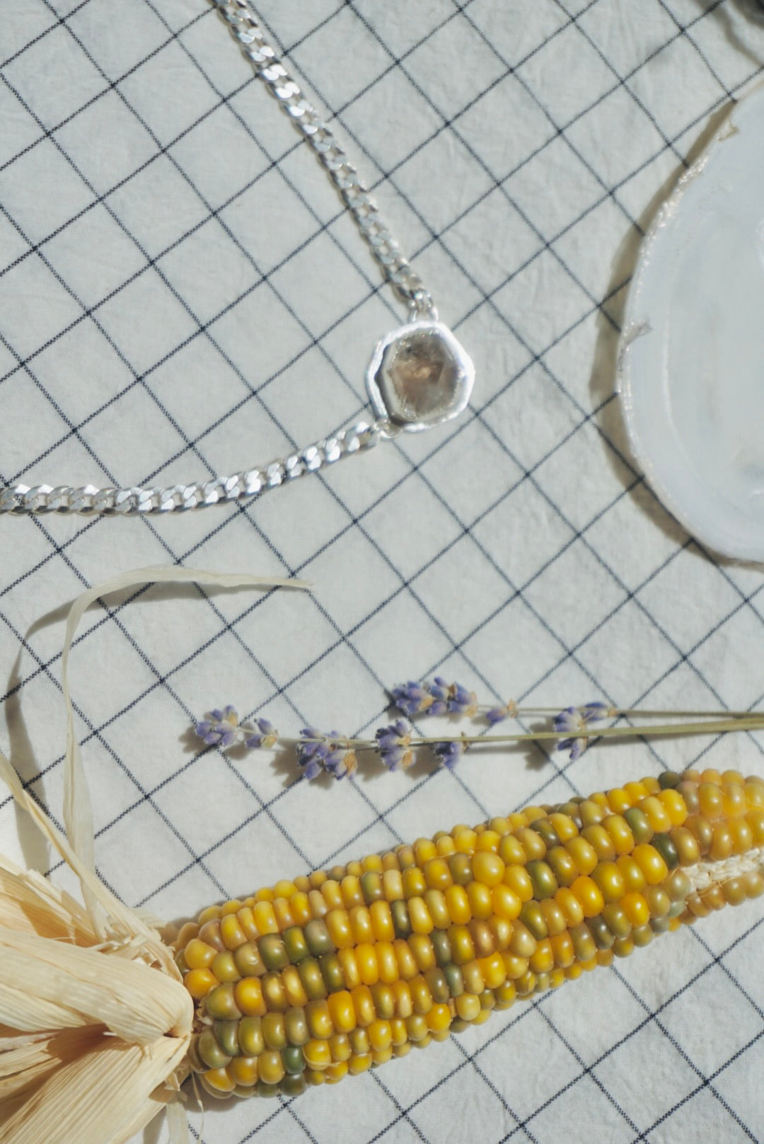 The Mini Abundance Necklace // Sterling Silver + Natural Faceted Smokey Quartz