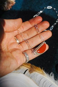 Red Sky At Night Necklace // Red Jasper + Paperclip Chain