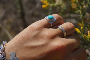 ‘Mini Feather Cut Ring #7 SIZE 5 // Sterling + Kingman Turquoise