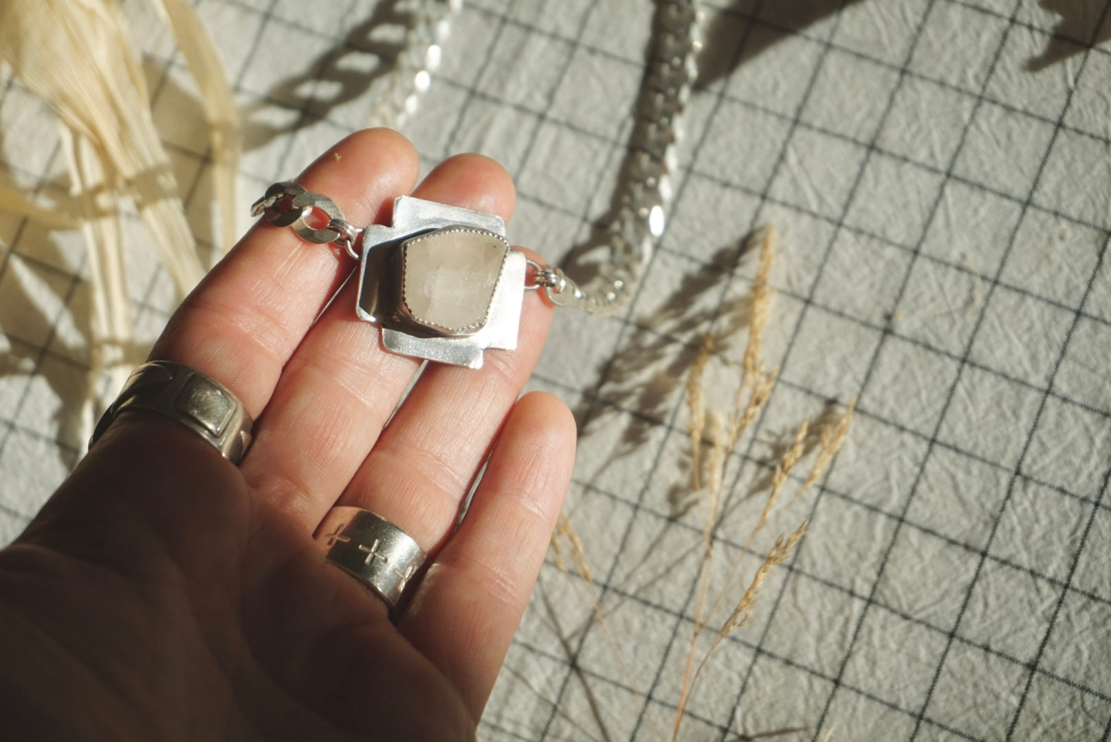 The Abundance Necklace ft. Four Directions, #13 // Sterling Silver + Freeform Faceted Pink Topaz