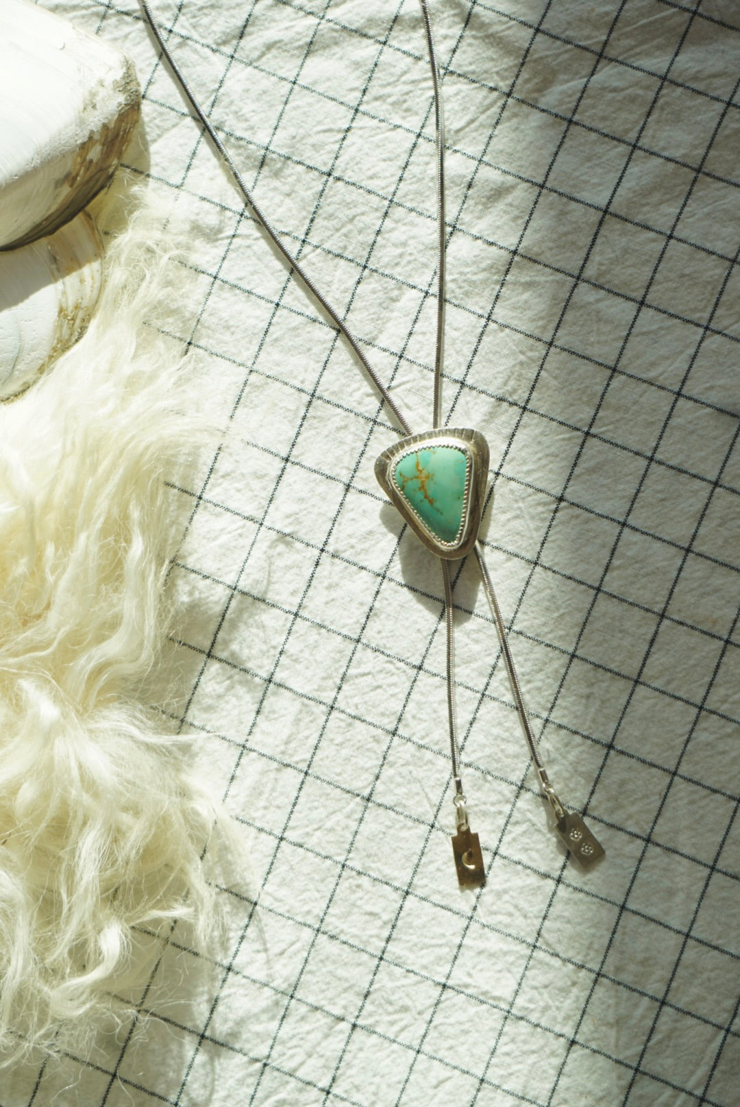 Sterling + Stone Minimal Bolo Necklace // Aqua Pilot Mountain Turquoise