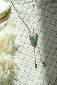 Sterling + Stone Minimal Bolo Necklace // Aqua Pilot Mountain Turquoise