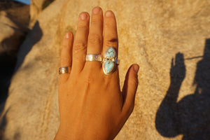 Floral Band Ring, Double Stone, Size 9.25 // Lavender Turquoise + Sterling Silver