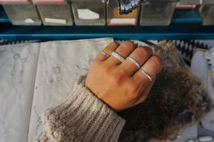 ‘Stacker Band #2 — Meadow Floral Sterling Silver Band