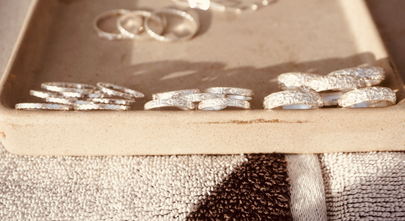 ‘Stacker Band #1 — Cabin Floral Sterling Silver Band