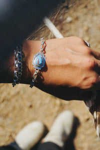 Four Directions Oval Link Turquoise Bracelet // Lavender Turquoise + Sterling Silver