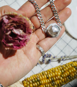 The Mini Abundance Necklace // Sterling Silver + Natural Faceted Smokey Quartz