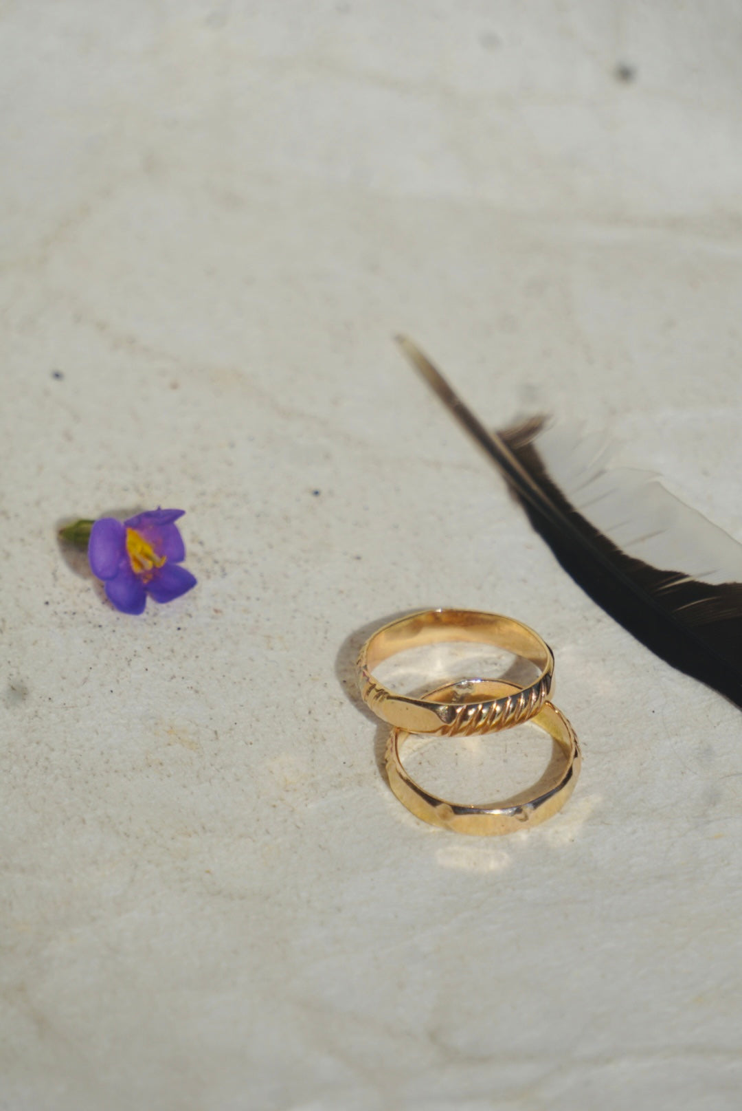 ‘Stacker Band #8 — 14k Goldfill Hammered Pillar Ring