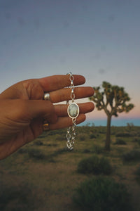 Silver Lining Oval Link Turquoise Bracelet // White Buffalo Turquoise + Sterling Silver