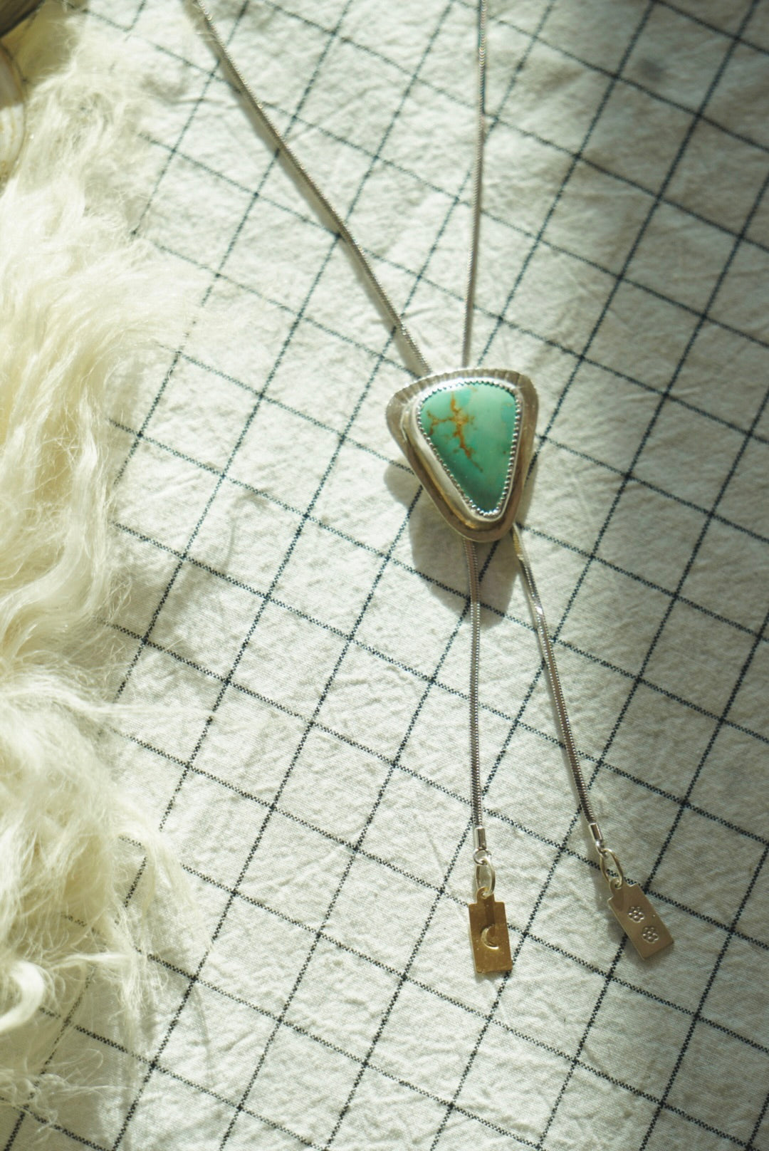 Sterling + Stone Minimal Bolo Necklace // Aqua Pilot Mountain Turquoise