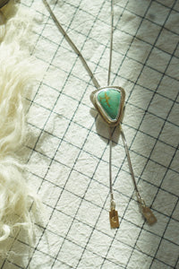 Sterling + Stone Minimal Bolo Necklace // Aqua Pilot Mountain Turquoise
