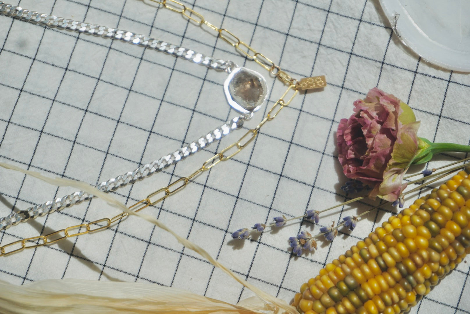 The Mini Abundance Necklace // Sterling Silver + Natural Faceted Smokey Quartz