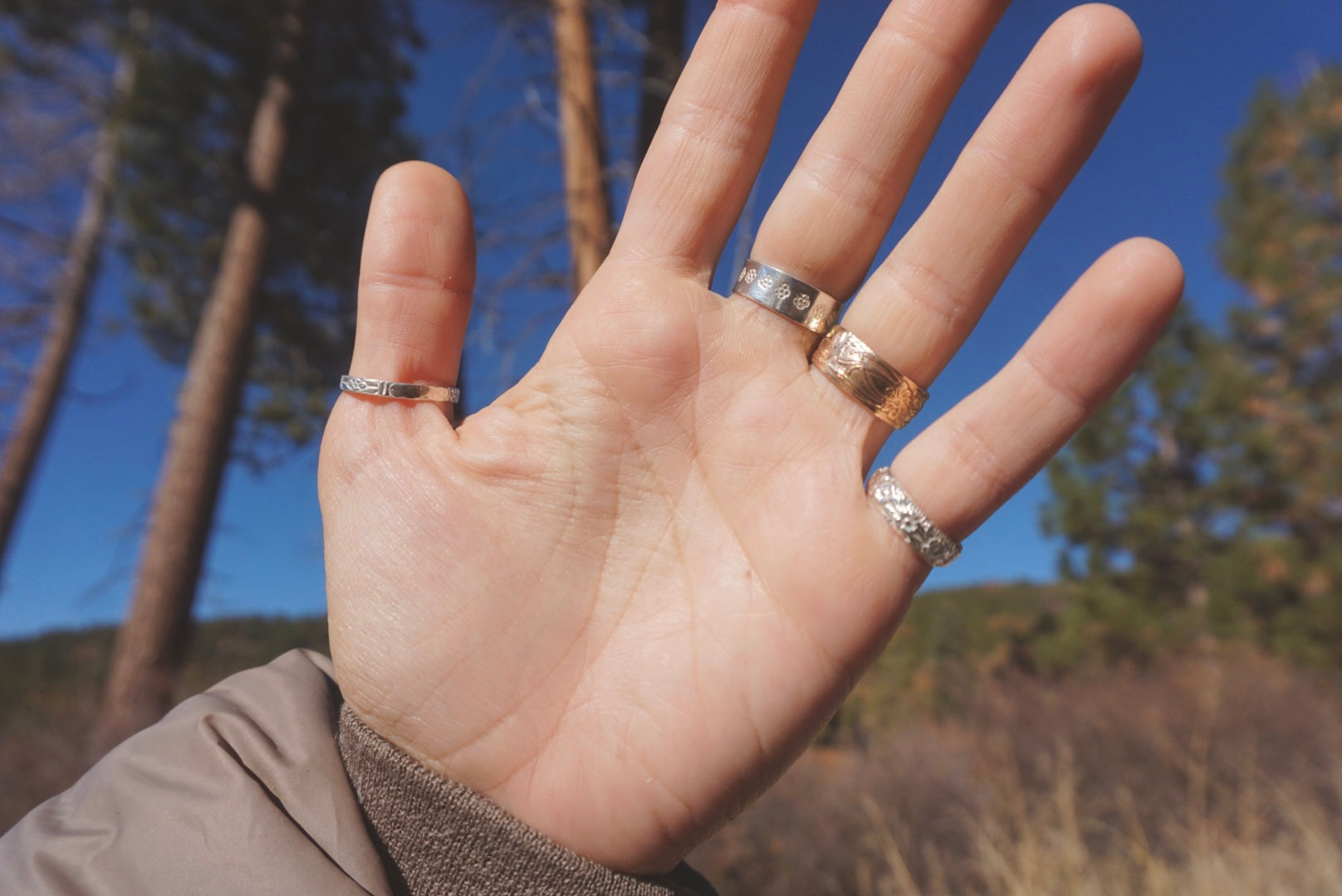 ‘Stacker Band #2 — Meadow Floral Sterling Silver Band