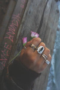 ‘Stacker Band #5 —  Palma Flower Sterling Silver Band